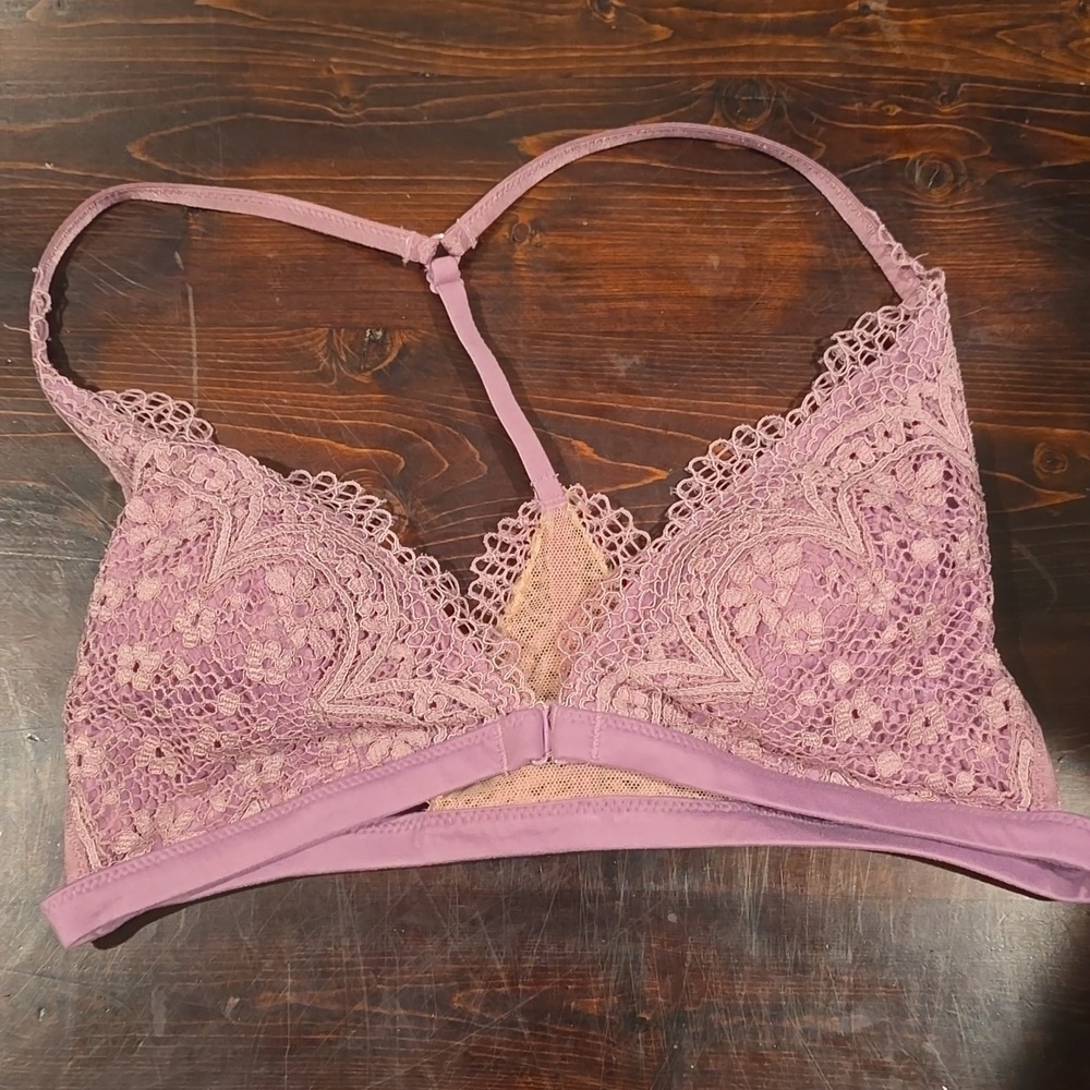 Victoria's Secret M Lace Racerback Bralette - Mauve/Light Purple